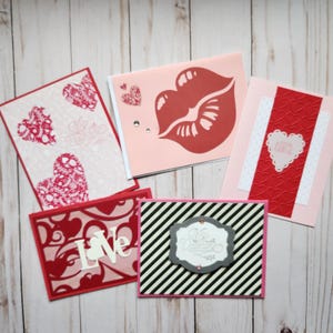 Set di 5 biglietti di auguri per San Valentino con acquerello unici nel loro genere - Amore / Romanticismo / San Valentino / Cuore / Vuoto / Lettera d'amore / Fatto in casa / Amore