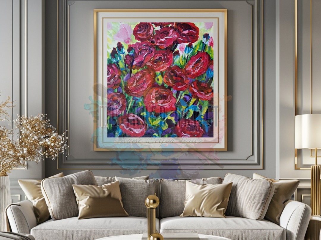 Abstract Red Floral | DIGITAL DOWNLOAD | Wall Art | Abstract | Colorful ...