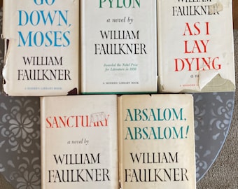 William Faulkner Vintage Book Collection, Modern Library, As I Lay Dying, Go Down Moses, Sanctuary, Pylon, Absalom, Absalom! Hardcover