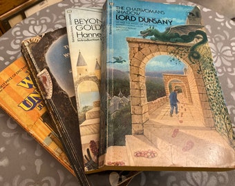 Set of 4 Ballantine books - The Chairwoman’s Shadow by Lord Dunsany, Hannes Bok, William Morris, The Well of the Unicorn by Fletcher Pratt