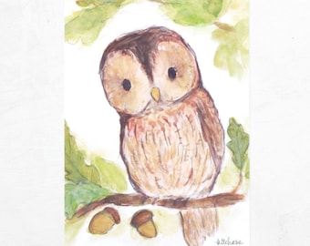 Children's Art -- Hoot -- Giclée Print