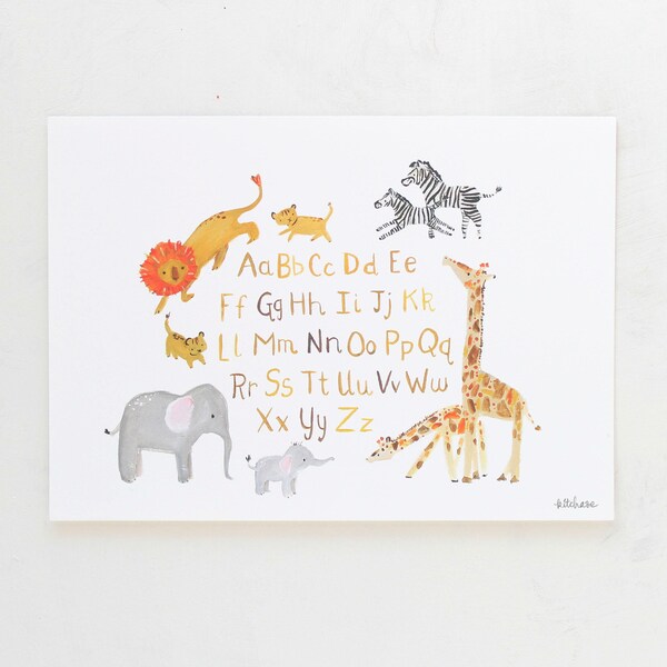 Jungle Nursery Art--Jungle Alphabet--Giclée Print