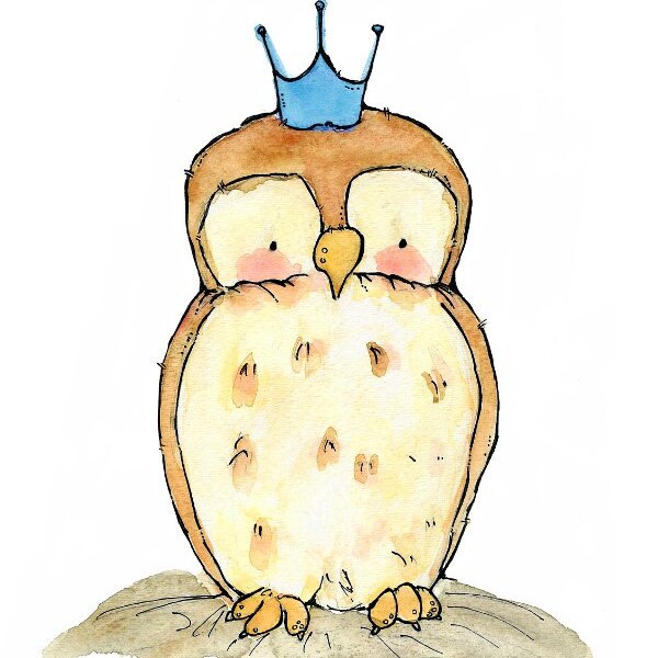 Children's Art -- Royal Little Owl -- Archival Print