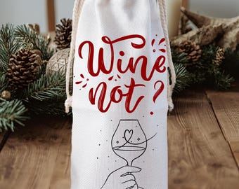 Funny Wine Gift Bags | Reusable Wine Bottle Bags | 7 Designs | Wine Lover Gift | Holiday Hostess Gift Bag Set