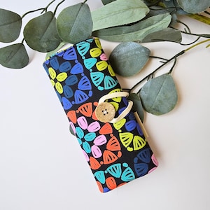 Agnes Crochet Hook/DPNs Roll - Granny Squares, Cotton Case, Hook Organizer, Needle Storage, Double Pointed Needles Storage, DPNs Organizer