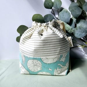 Katie Yarn Bag - Portable Bag, Yarn Bag with Wrist Strap, Yarn Storage, Knitting Bag, Crochet Bag, Drawstring Bag, Craft Bag, Yarn Pouch