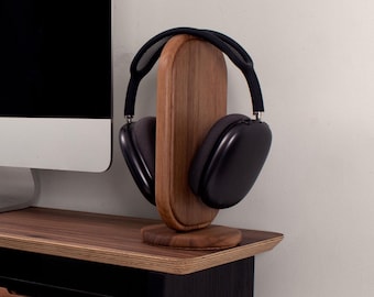 Wooden Headphone Stand — Handmade from Oak or Walnut Headphone holder