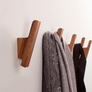 Walnut Coat Hook: Wooden Wall Mount Home Decor