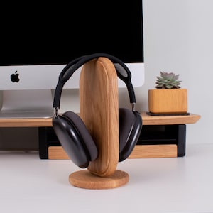 Solid Wood Headphone Stand — Handmade from Oak or Walnut Headphone holder