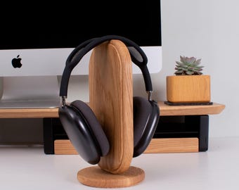 Solid Wood Headphone Stand — Handmade from Oak or Walnut Headphone holder