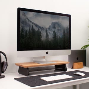 Soporte de madera para monitor con soporte para monitor de roble Organizador de escritorio