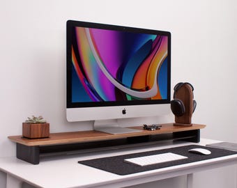 Maple Wood Monitor Riser: Desk Shelf Organizer