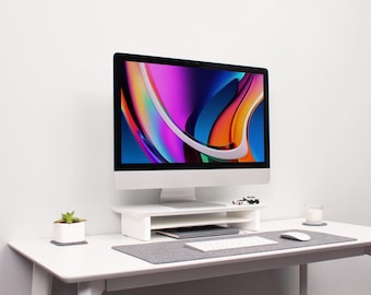 White Monitor Stand: Desk Shelf Riser - Maple or Oak