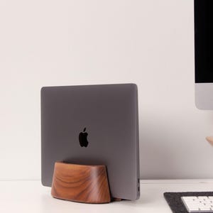 Wood Vertical Laptop Stand: Oak, Walnut, Ash, Maple - Single or Dual