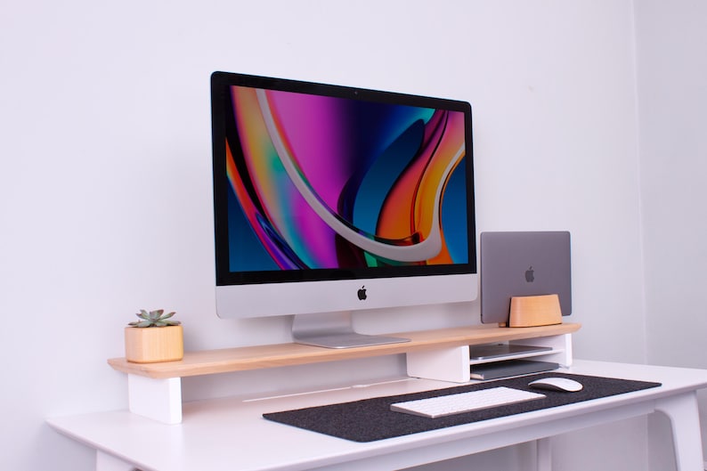 Monitor Stand Wooden Monitor Riser Wood Desk Shelf Dual Monitor Stand