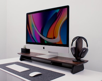Maple Wood Monitor Stand: Desk Organizer Shelf