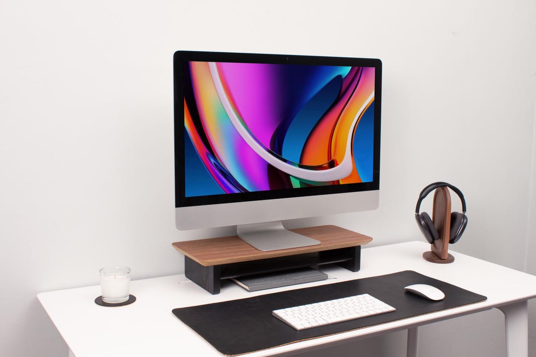 Walnut Monitor Stand Wooden Monitor Riser Maple Desk Organizer - Etsy