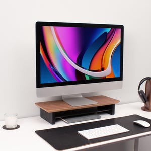 Walnut Monitor Stand Wooden Monitor Riser Maple Desk Organizer