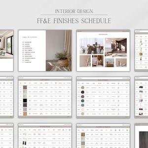 Interior Design FF&E Schedule Template | Furniture and Finishes Schedule | Design Presentation Template | Canva Template | Home Renovations