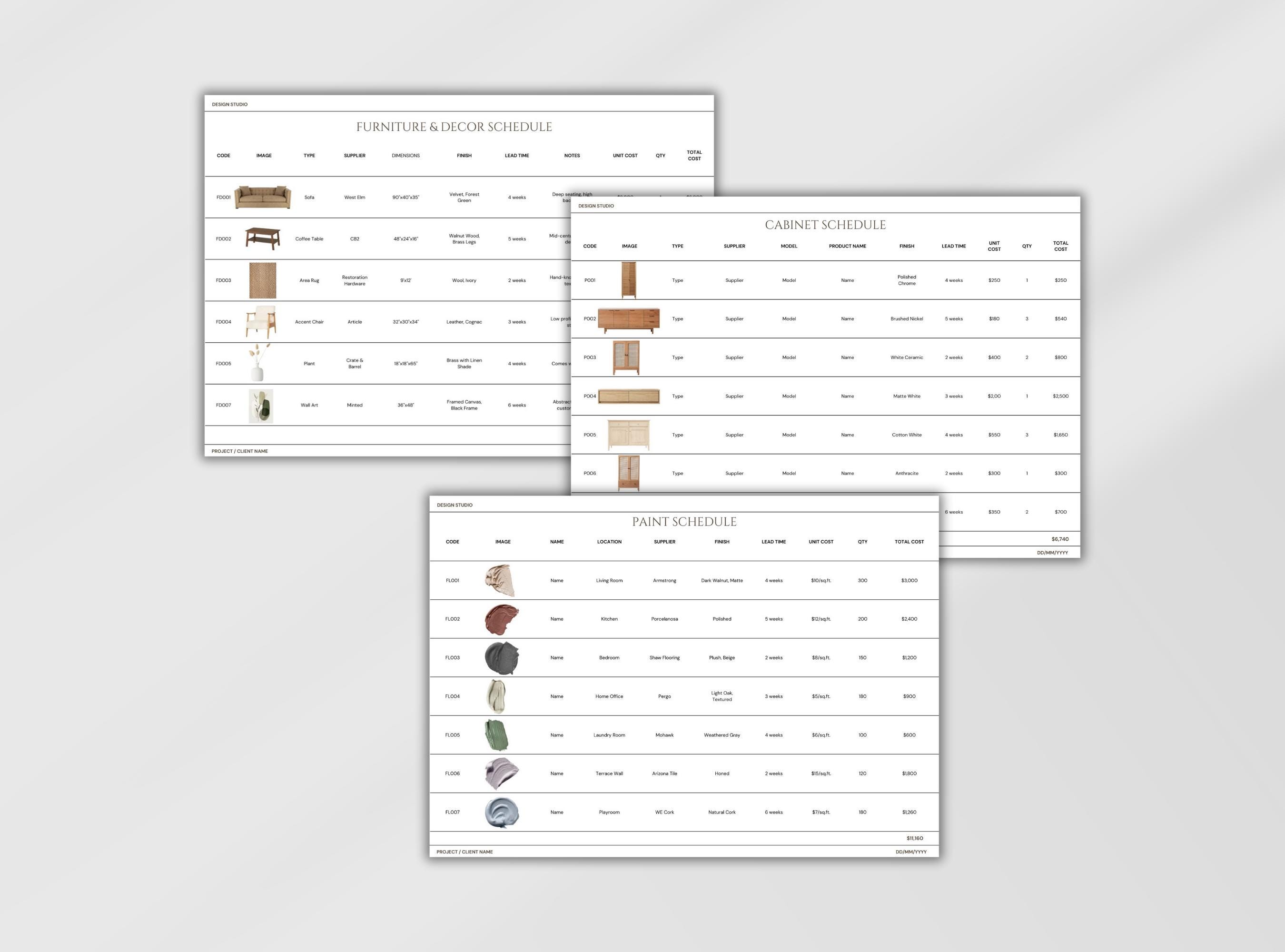 FFE Finishes Schedule | Interior Design Furniture | Fixtures and ...