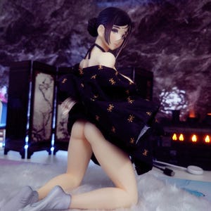 Elegant Japanese Girl Beauty Figure 1/4 Scale Collectible Model Exquisite Real Kimono Art Statue Adult Anime Enthusiast Gift image 7