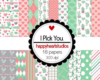 DigitalScrapbooking IPickYou -  Instant Download Valentine -Cactus