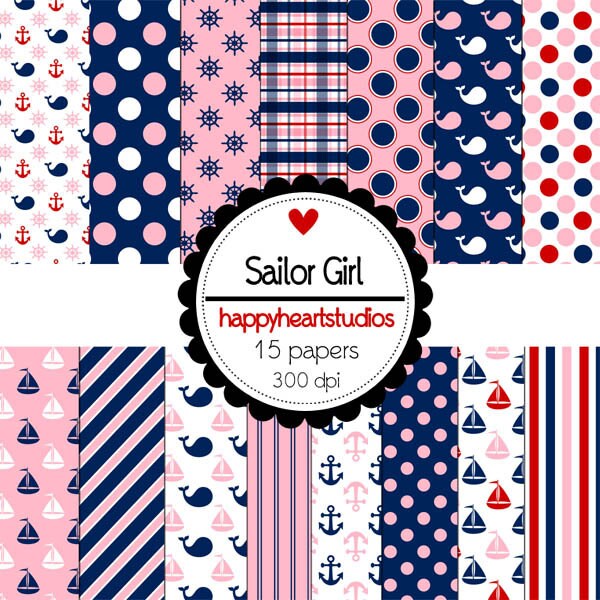Digital Scrapbook SailorGirl-INSTANT DOWNLOAD