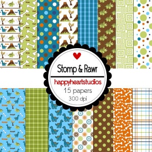 Digitales Scrapbook Stomp&Roar-SOFORT DOWNLOAD-Dinosaurier