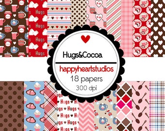 DigitalScrapbooking Hugs&Cocoa -InstantDownload-Valentines Day, chocolate