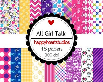 DigitalScrapbooking AllGirlTalk - Girl,Doodles InstantDownload