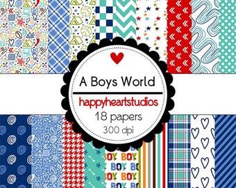 DigitalScrapbooking ABoyWorld Boy,Doodles-InstantDownload
