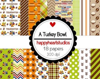 DigitalScrapbooking -ATurkeyBowl -InstantDownload- Thanksgiving,Football