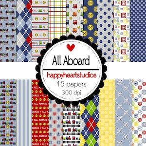 Digital Scrapbook AllAboard-INSTANT DOWNLOAD