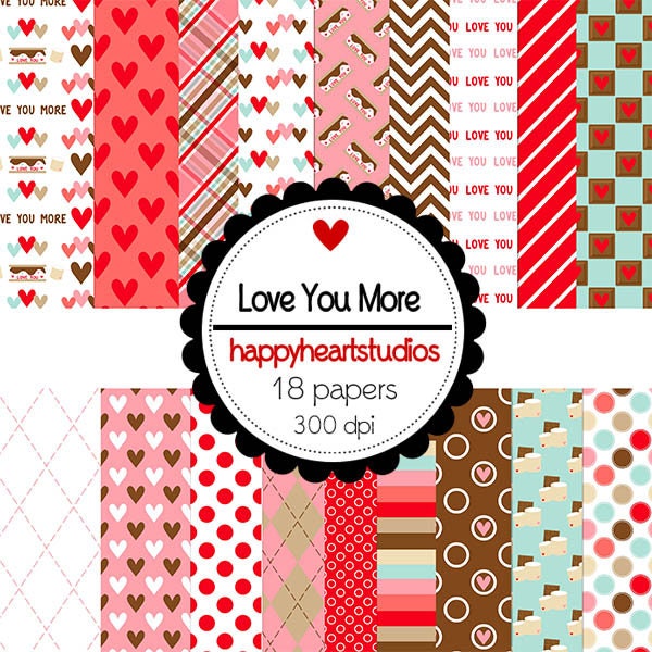 Digital Scrapbook LoveYouMore- InstantDownload Valentine