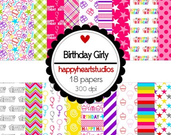DigitalScrapbooking BirthdayGirly - InstantDownload Birthday,Girl,doodles