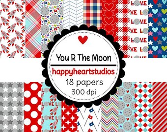 DigitalScrapbooking YouRTheMoon- instant download - Valentines Day