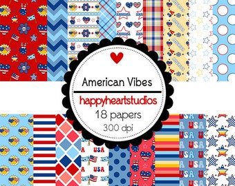 DigitalScrapbooking AmericanVibes, 4thofJuly, IndependenceDay, -InstantDownload