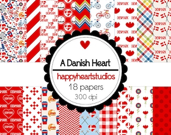 DigitalScrapbooking ADanishHeart -InstantDownload -Denmark,Travel,