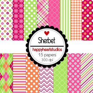 Digital Scrapbooking Sherbert INSTANT DOWNLOAD- IceCream, Treat,Girly