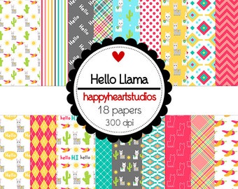 DigitalScrapbooking HelloLlama - InstantDownload Llama,Cactus