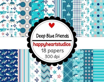 Digital Scrapbooking  DeepBlueFriends  InstantDownload  ocean, whales