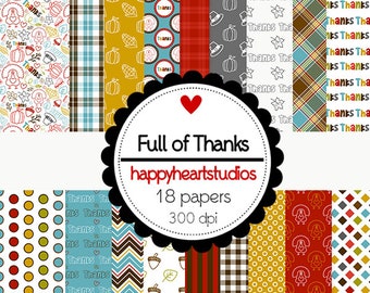 DigitalScrapbooking FullOfThanks -doodles, Thanksgiving InstantDownload