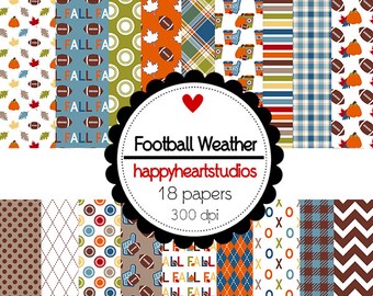 DigitalScrapbooking FootballWeather Fall,Football InstantDownload