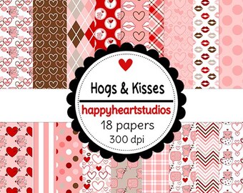 Digital Scrapbooking Hogs&Kisses  Instant Download Valentine Day