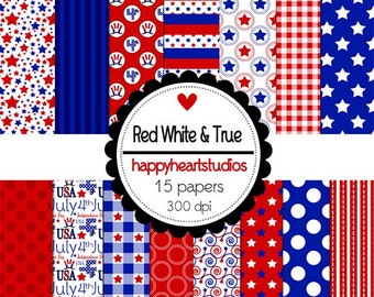 Digital Scrapbooking RedWhite&True -INSTANT DOWNLOAD