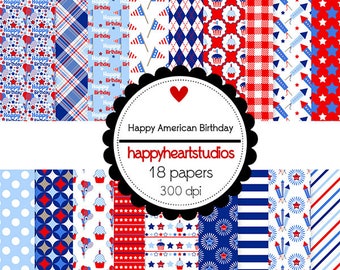 DigitalScrapbooking HappyAmericanBirthday -4th July, IndependenceDay - InstantDownload