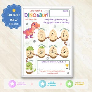 Dinosaur Theme Potty Training Chart - Editable Digital Download