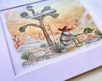 Broccoli Roast -8x10 Matted Giclee Print      (tiny chef + jessie keylon)