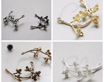 2pcs Matte 16K Gold Plated Brass Base Links Bird on Branch 43x16mm 8356C-S-138