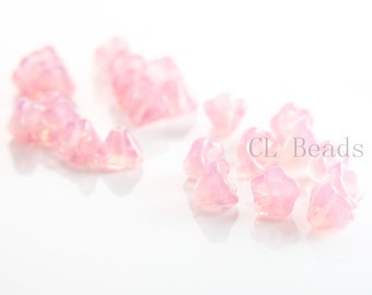30 Pieces Czech Bell Flower Milky Pink 8x6mm L-209 71010